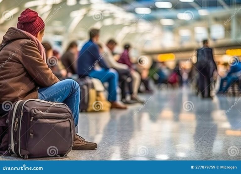 aeroporto com passageiros frustrados e preocupados