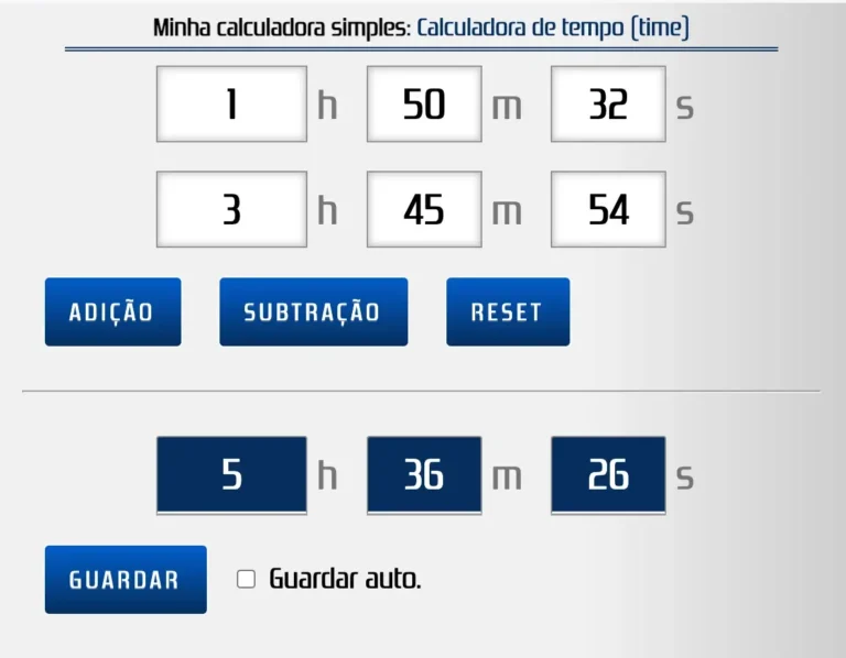 calculadora com horas sendo somadas