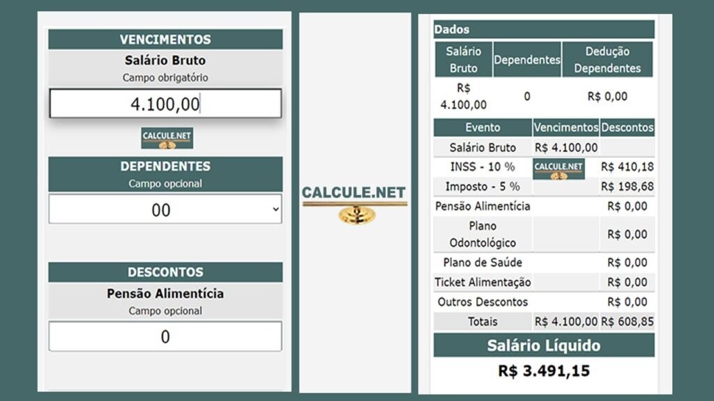 calculo de salario com calendario de trabalho