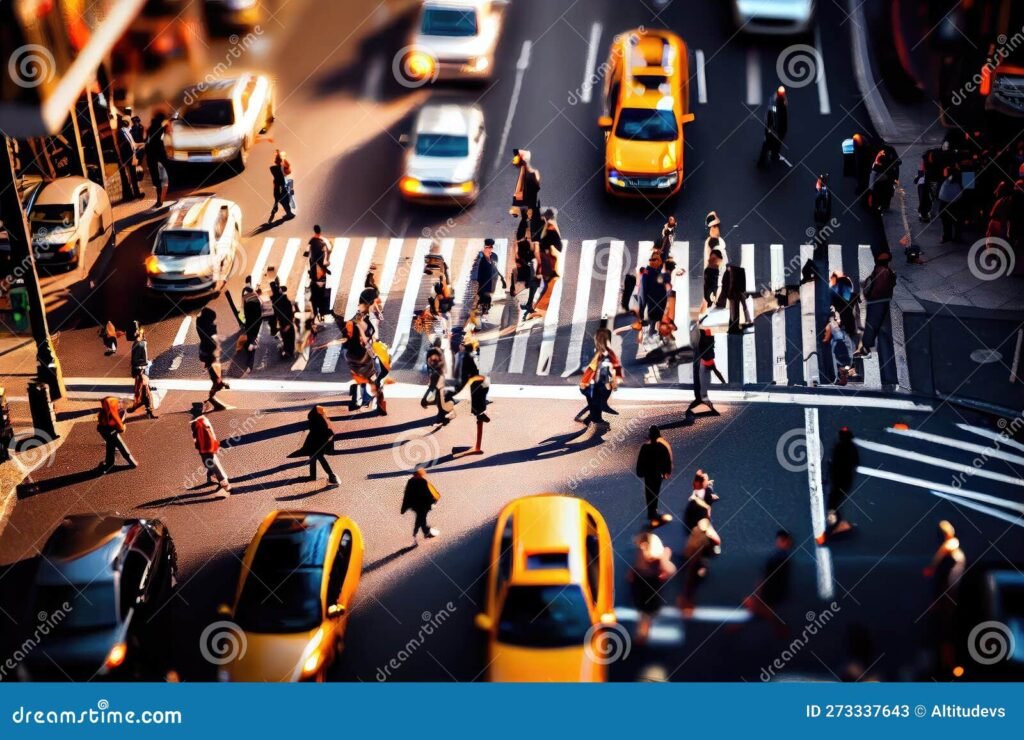 caminho movimentado com veiculos em movimento