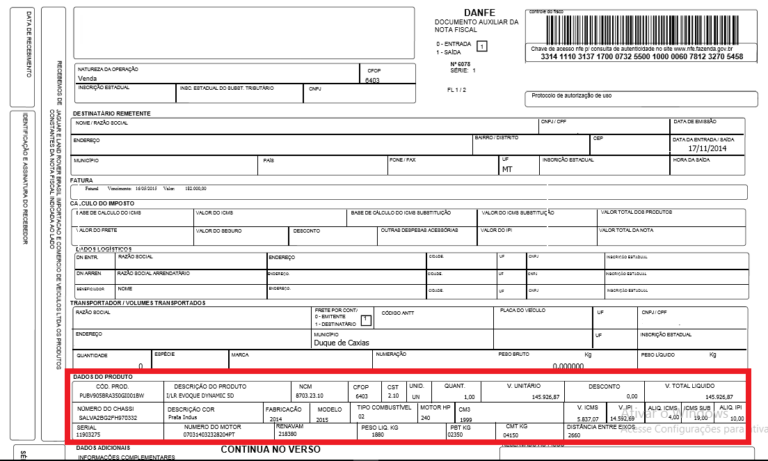 carro com documentos e notas fiscais