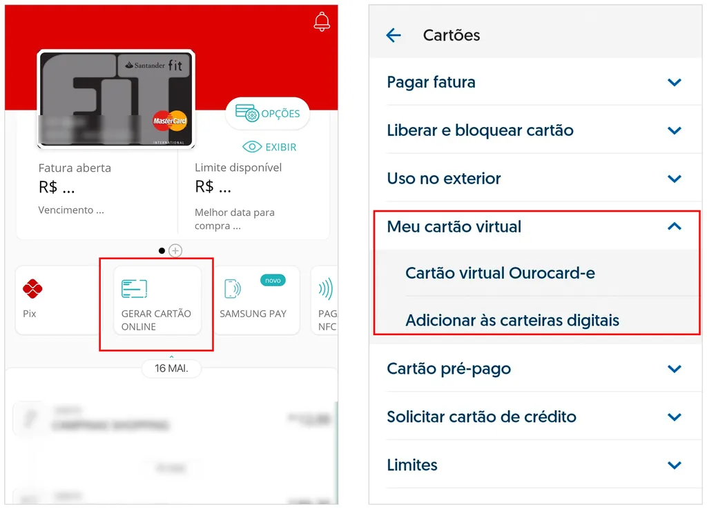 cartao virtual em uso para compras online