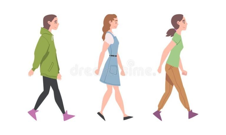 ilustracao de uma mulher caminhando com outros