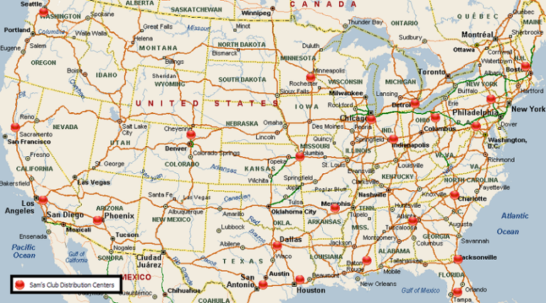 mapa com localizacao do sams club