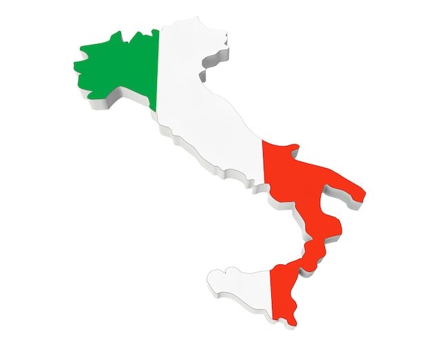 mapa da italia com bandeira italiana