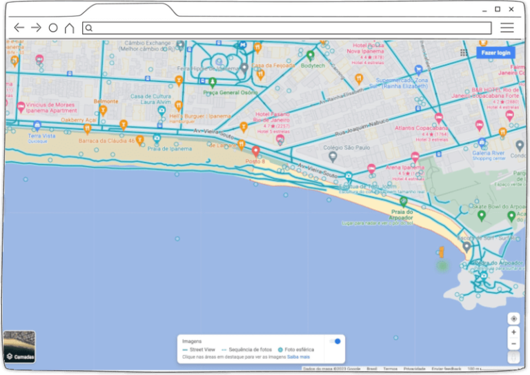 mapa interativo com rotas destacadas