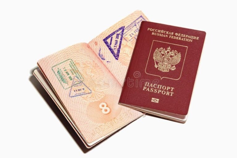 passaporte e vistos em fundo neutro