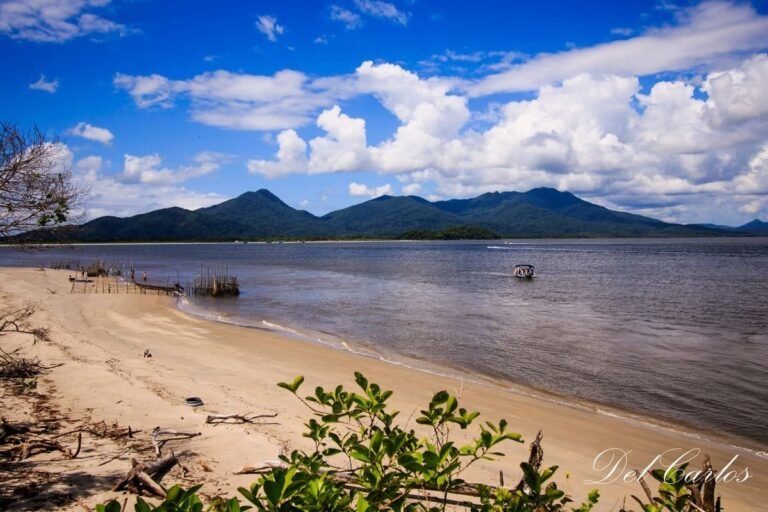 praia comprida ao amanhecer sereno