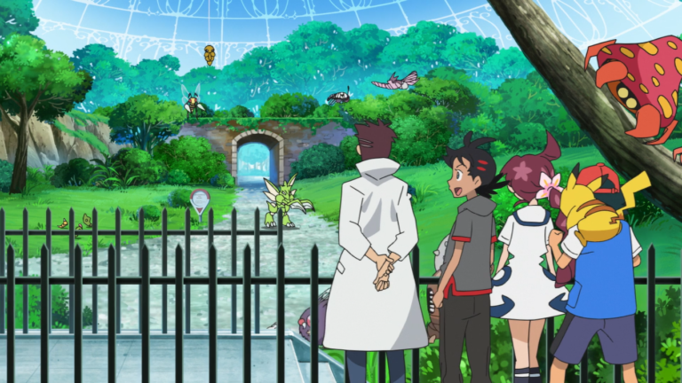 treinador capturando pokemon em um parque