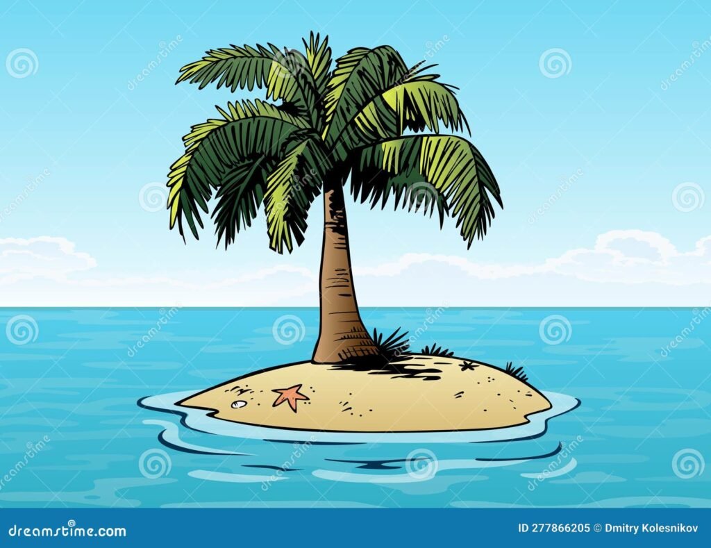 uma ilustracao de uma ilha tropical