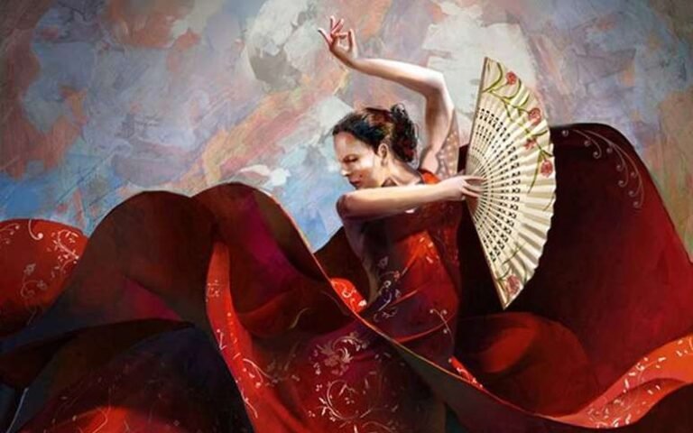 uma pomba gira dancando sob a lua